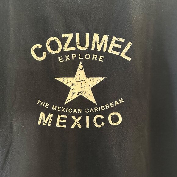 Cozumel Explore Mexico Graphic T-Shirt Black Short Sleeve Crew Neck Unisex Casua - Picture 3 of 3